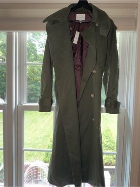 Banana Republic Olive Green Long Trench Coat